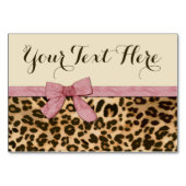 Girl Leopard Print Baby Pink Bow Tischnummer (Vorderseite)