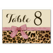 Girl Leopard Print Baby Pink Bow Tischnummer (Rückseite)