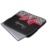Girl Leopard Print Bright Red Ribbon mit Namen Laptopschutzhülle (Vorne Knopf)