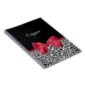 Girl Leopard Print Bright Red Ribbon mit Namen Notizblock (Rechte Seite)