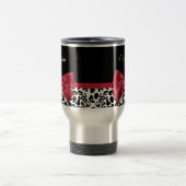 Girl Leopard Print Bright Red Ribbon mit Namen Reisebecher (Mittel)