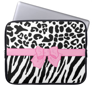 Girl Leopard Zebra Animal Print und Niedlicher ros Laptopschutzhülle