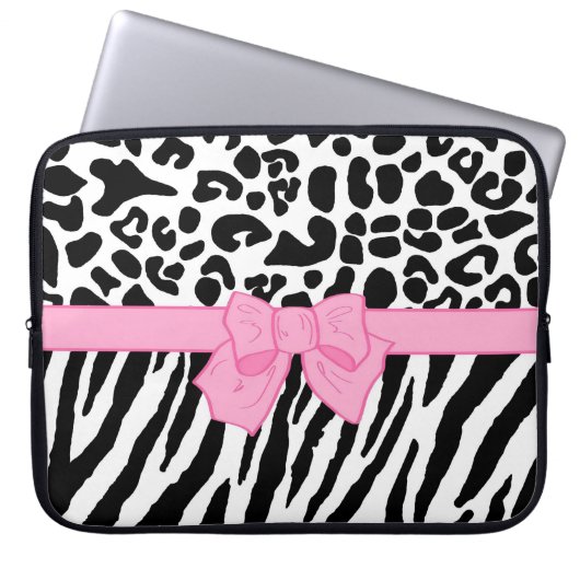 Girl Leopard Zebra Animal Print und Niedlicher ros Laptopschutzhülle (Vorderseite)