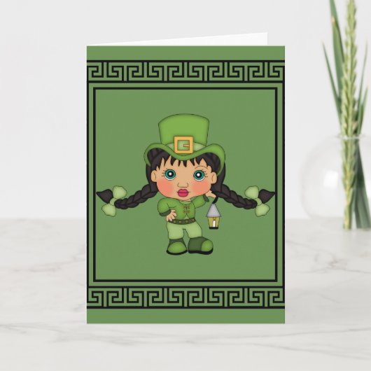 Girl-Leprechaun-Karte Karte (Vorderseite)