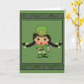 Girl-Leprechaun-Karte Karte (Gelbe Blume)