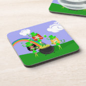 Girl Leprechauns Regenbogen und Gold Getränkeuntersetzer (Linke Seite)