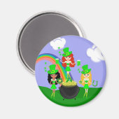 Girl Leprechauns Regenbogen und Gold Magnet (Vorderseite/Rückseite)