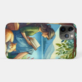 Girl Lesend a Book under a Tree with a Sleepy Cat Case-Mate iPhone Hülle (Rückseite (Horizontal))