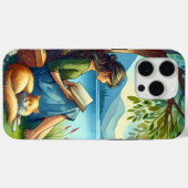 Girl Lesend a Book under a Tree with a Sleepy Cat Case-Mate iPhone Hülle (Rückseite (Horizontal))