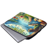 Girl Lesend a Book under a Tree with a Sleepy Cat Laptopschutzhülle (Vorne Knopf)