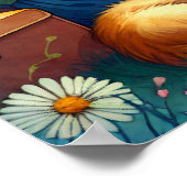 Girl Lesend a Book under a Tree with a Sleepy Cat Poster (Ecke)