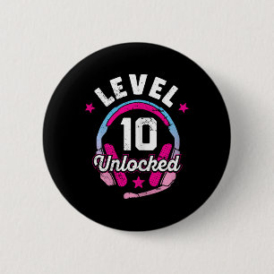 Girl Level 10 Entsperrtes Videospiel 10. Geburtsta Button