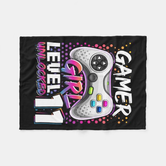 Girl Level 11 Entsperrtes Videospiel 11. Geburtsta Fleecedecke (Vorderseite (Horizontal))