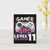 Girl Level 11 Entsperrtes Videospiel 11. Geburtsta Karte (Gelbe Blume)