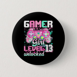 Girl Level 13 Entsperrtes Videospiel 13. Geburtsta Button