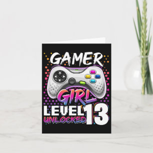 Girl Level 13 Entsperrtes Videospiel 13. Geburtsta Karte