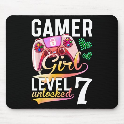 Girl Level 7 Unlocks Videospiel 7. Geburtstag Mousepad (Vorne)