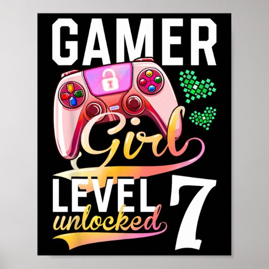 Girl Level 7 Unlocks Videospiel 7. Geburtstag Poster (Vorne)