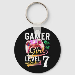 Girl Level 7 Unlocks Videospiel 7. Geburtstag Schlüsselanhänger