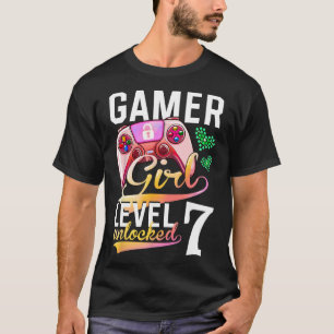 Girl Level 7 Unlocks Videospiel 7. Geburtstag T-Shirt