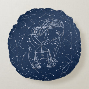 Girl Libra Zodiac Sign Rundes Kissen