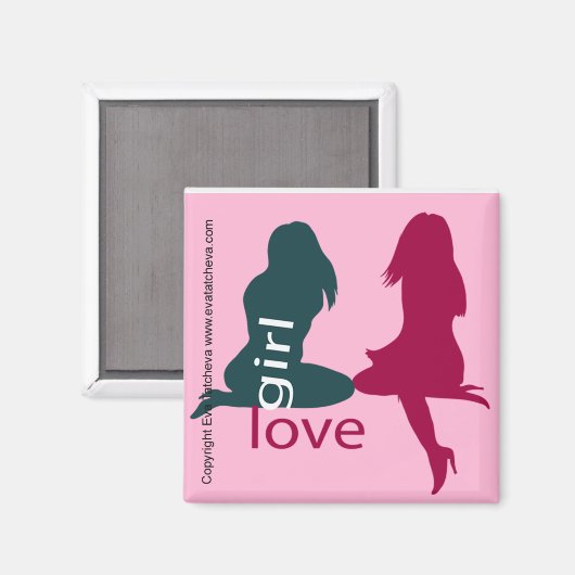 'Girl Liebe' Designer Kühlschrank Manager Magnet (Vorderseite/Rückseite)