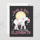 Girl Liebe Elephants Safari Lover Niedliche Rose B Postkarte (Vorne/Hinten)