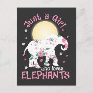 Girl Liebe Elephants Safari Lover Niedliche Rose B Postkarte