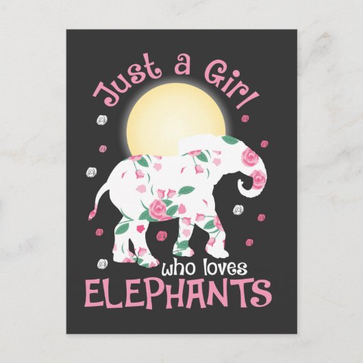 Girl Liebe Elephants Safari Lover Niedliche Rose B Postkarte (Vorderseite)