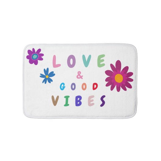Girl Liebe & Good Vibes farbenfroh Badematte (Vorderseite)