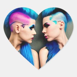 Girl Liebe | LGBTQ+ Coupe AI Art Herz-Aufkleber