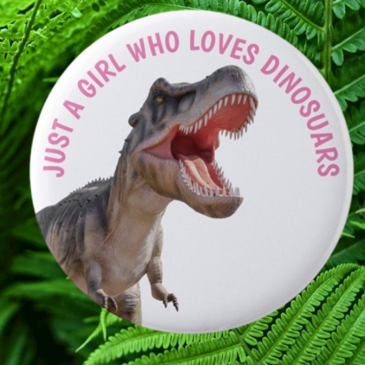 GIRL Lieben Dinosaurier Button