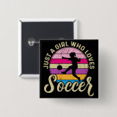 Girl Lieben Fußball Bunter Sonnenuntergang Button (Vorne & Hinten)