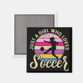 Girl Lieben Fußball Bunter Sonnenuntergang Magnet (Vorderseite/Rückseite)