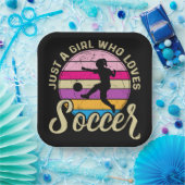 Girl Lieben Fußball Bunter Sonnenuntergang Pappteller (Party)