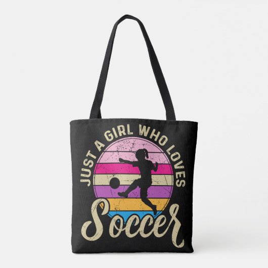 Girl Lieben Fußball Bunter Sonnenuntergang Tasche (Rückseite)