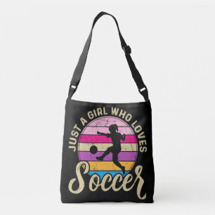 Girl Lieben Fußball Bunter Sonnenuntergang Tragetaschen Mit Langen Trägern