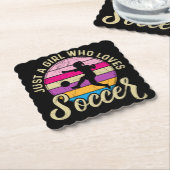 Girl Lieben Fußball Bunter Sonnenuntergang Untersetzer (angewinkelt)