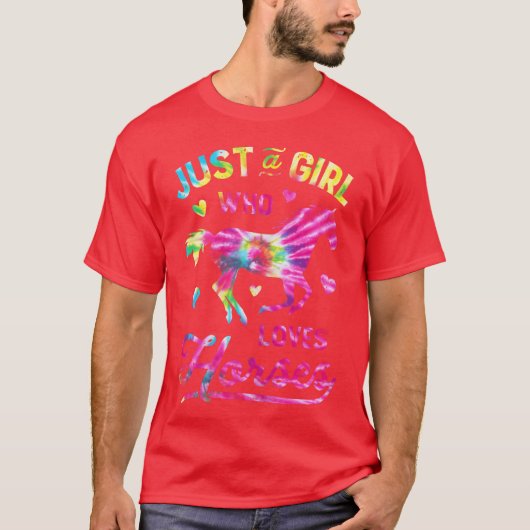 Girl Lieben Horsesie Dye Rainbow Rainbow Reitstall T-Shirt (Vorderseite)