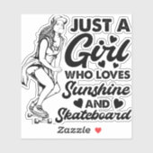 Girl Lieben Sun Skate 4" Kiss Cut Vinyl Sticker (Blatt)