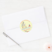 Girl liest auf Doll Rounded Bookplate Runder Aufkleber (Umschlag)