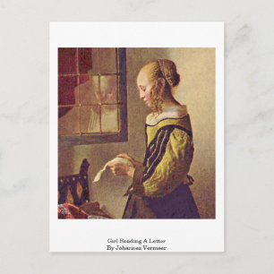 Girl liest einen Brief von Johannes Vermeer Postkarte