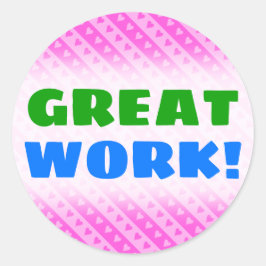 Girl Light Pink & Dark Pink Herzstreifenmuster Runder Aufkleber