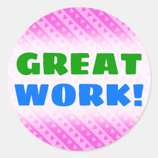 Girl Light Pink & Dark Pink Herzstreifenmuster Runder Aufkleber (Vorderseite)