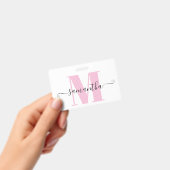 Girl Light Pink und White Polka Dot Monogramm Ausweis (Handheld)