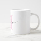 Girl Light Pink und White Polka Dot Monogramm Jumbo-Tasse (Rechts)