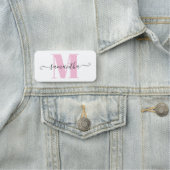 Girl Light Pink und White Polka Dot Monogramm Namensschild (Beispiel)