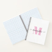 Girl Light Pink und White Polka Dot Monogramm Notizblock (Innenseite)