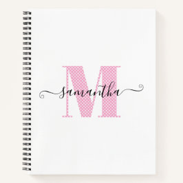 Girl Light Pink und White Polka Dot Monogramm Notizblock