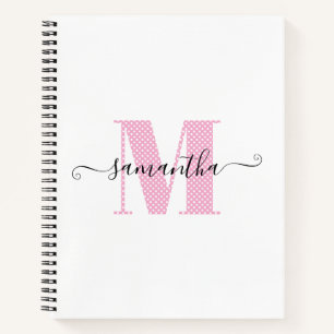 Girl Light Pink und White Polka Dot Monogramm Notizblock